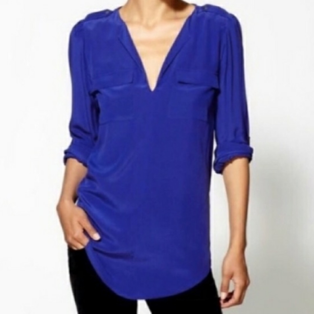 Joie Marlo Button Blouse w Pockets 100% Silk